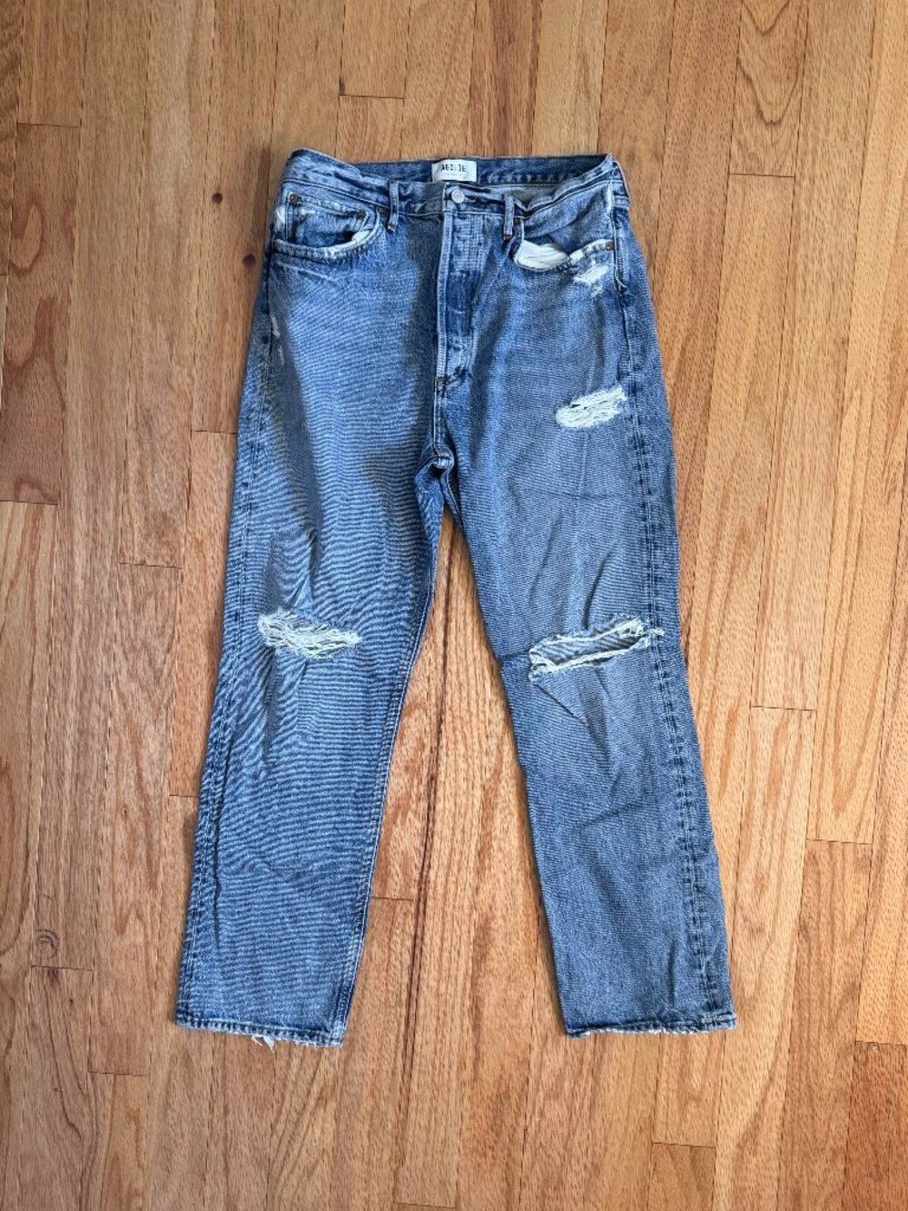 AGOLDE Women's 90's Mid Rise Loose Jeans Isolate Distressed Size 29